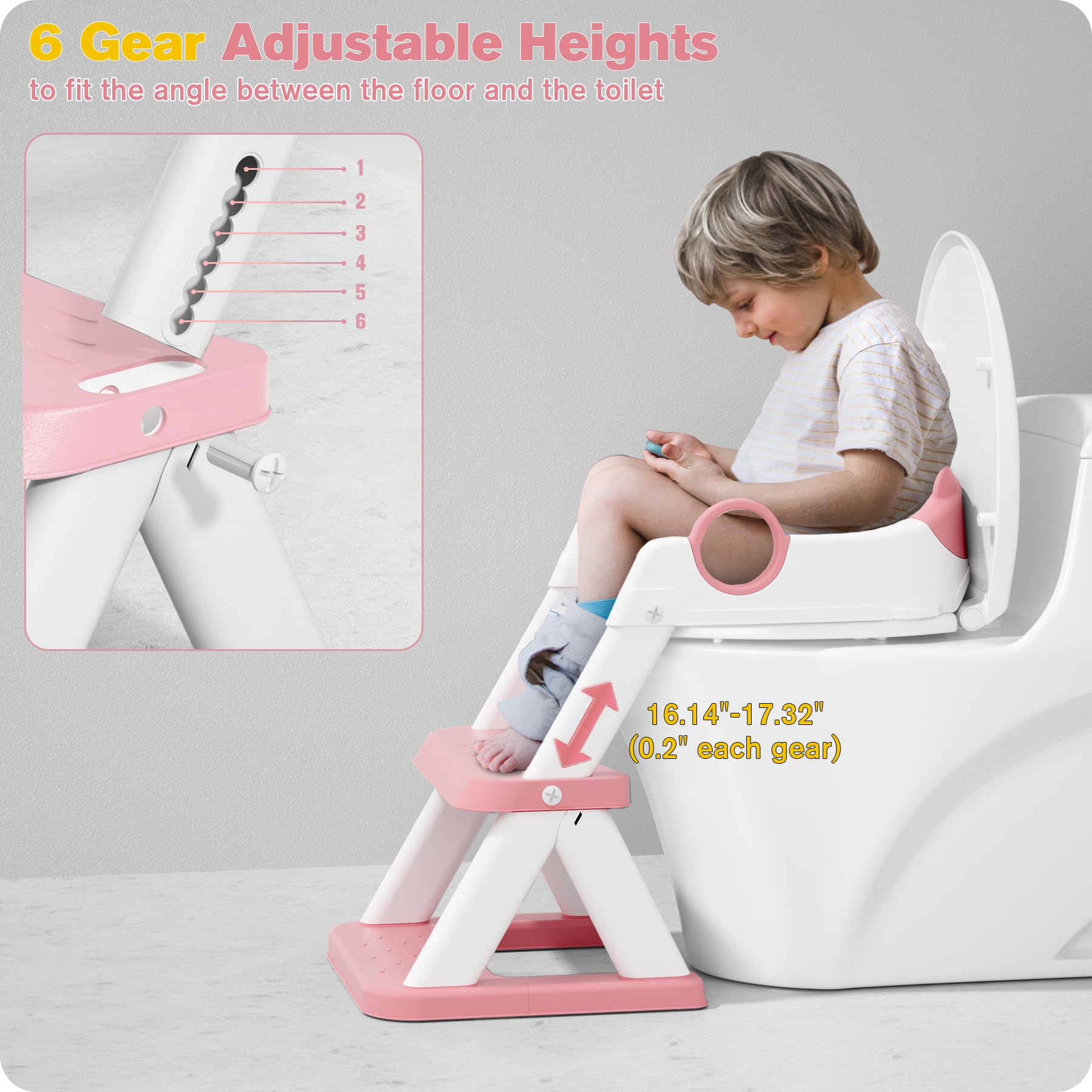 Potty Training Seat, Upgrade Toddler Toilet Seat for Kids Boys Girls, 2 in 1 Potty Training Toilet, Splash Guard Anti-Slip Pad Step Stool(Blue)