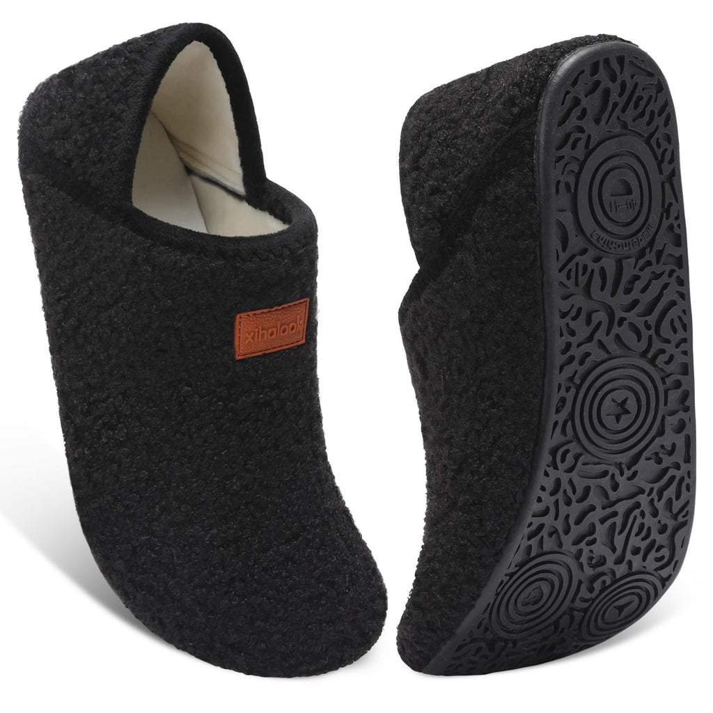 XIHALOOK House Slippers for Women Men Cozy Sock Shoes with Soft Rubber Sole Slip On for Indoor/Outdoor