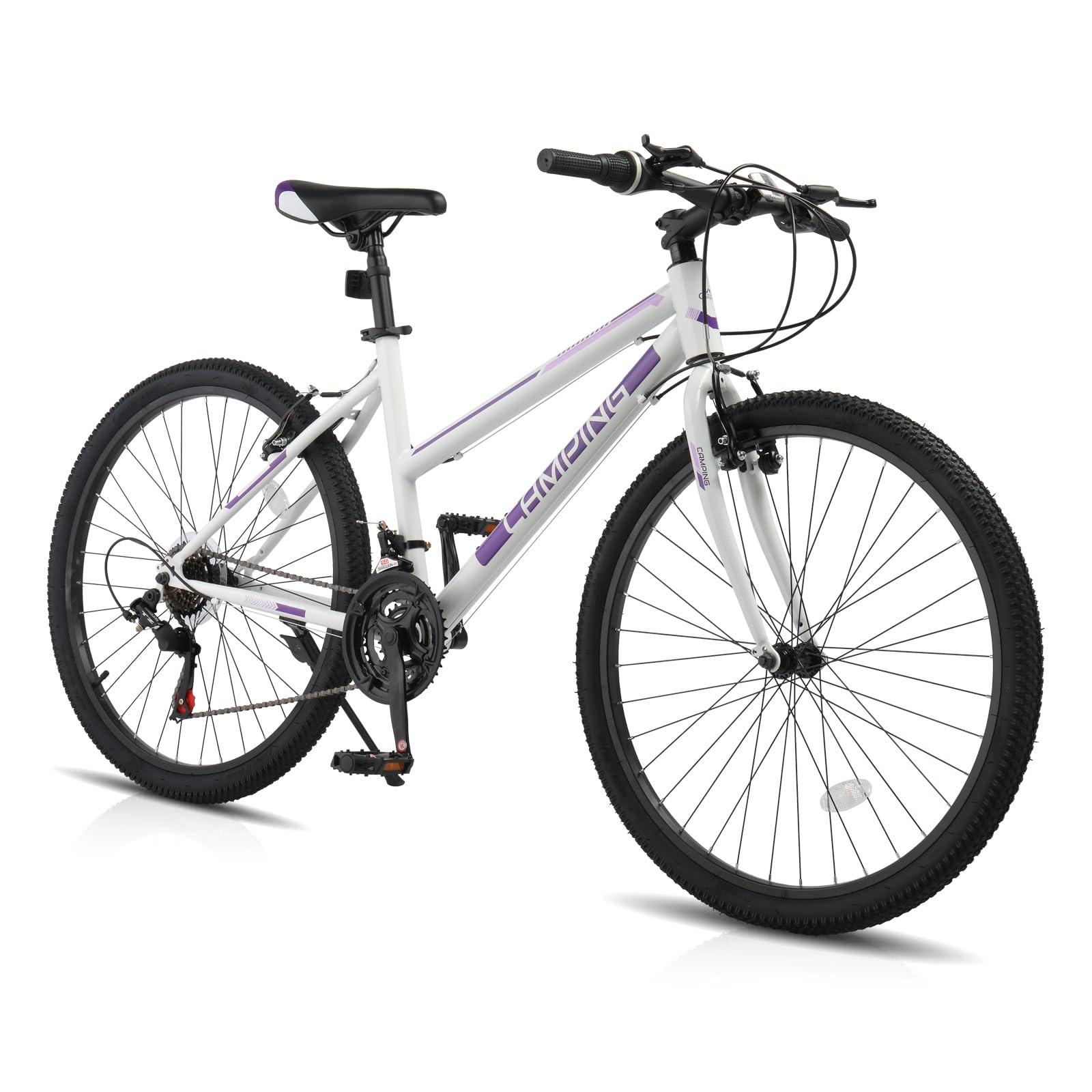CamPingSurvivals 20/24/26 Inch Mountain Bike for Men/Women,Adult Bicycle | Professional 7or21 Speed Shifting, Dual Disc/V Brakes, Suspension Fork, Comfort Saddle, All-Terrain Tires & Pretty Look