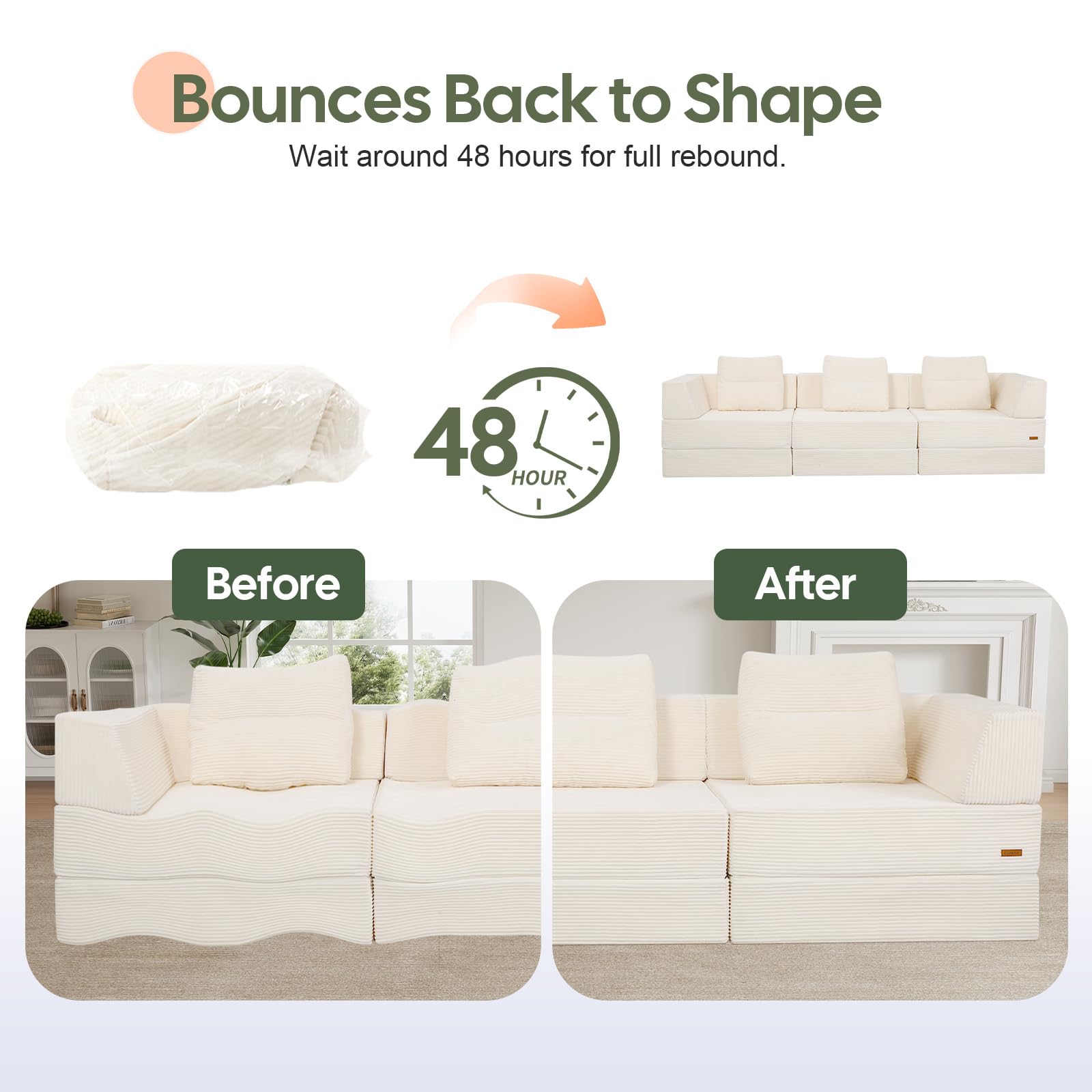 COMAX Futon Sofa Bed, 4‑in‑1 Convertible Sofa Bed, Folding Boneless Couches | Boneless Couch for living room, Fold Out Small Foldable Loveseat Floor Sleeper Mattress Lounge Space‑Saving, Ash Gray