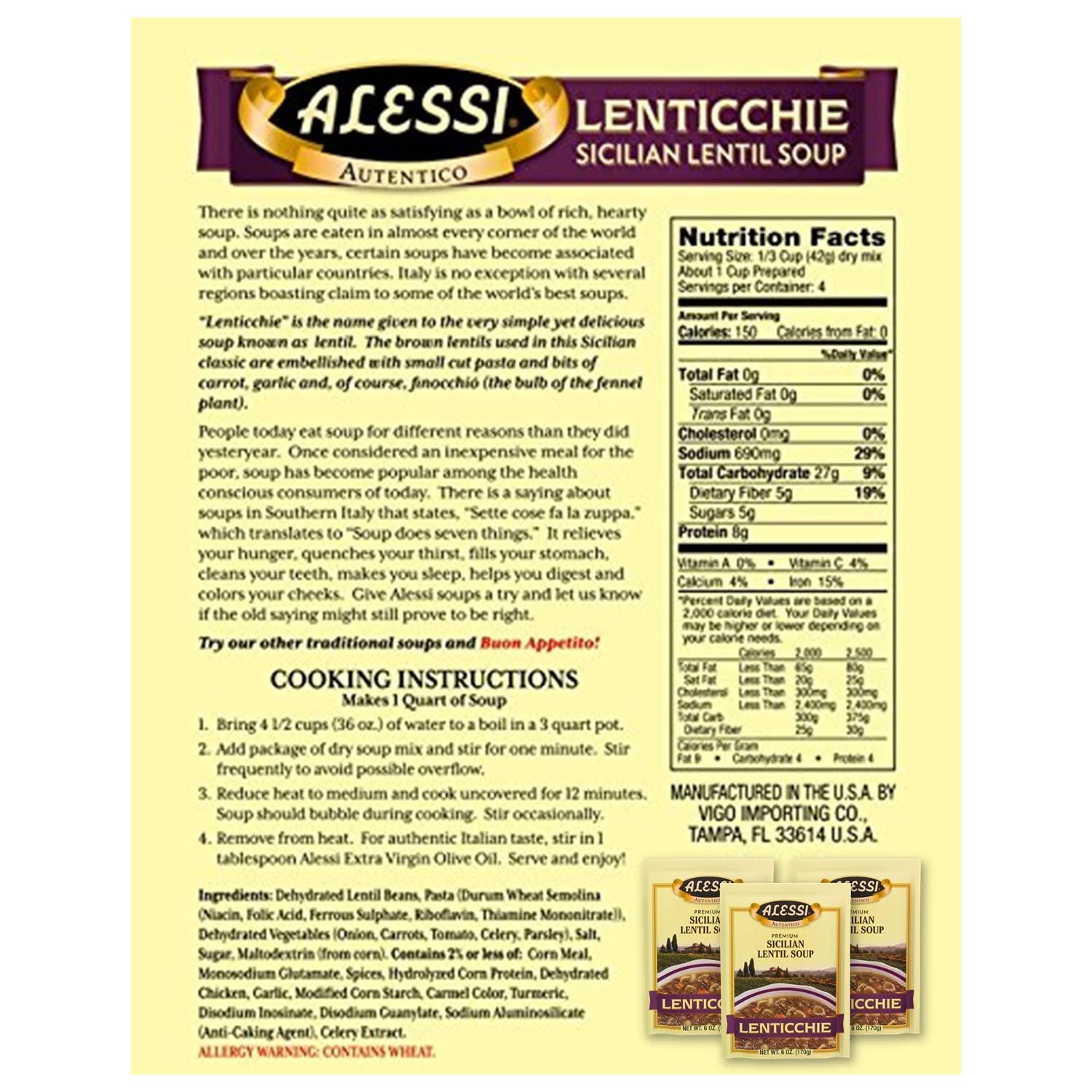 Alessi Autentico Premium Soups, Traditional Flavors, 6oz (Chicken Noodle, Pack of 6)