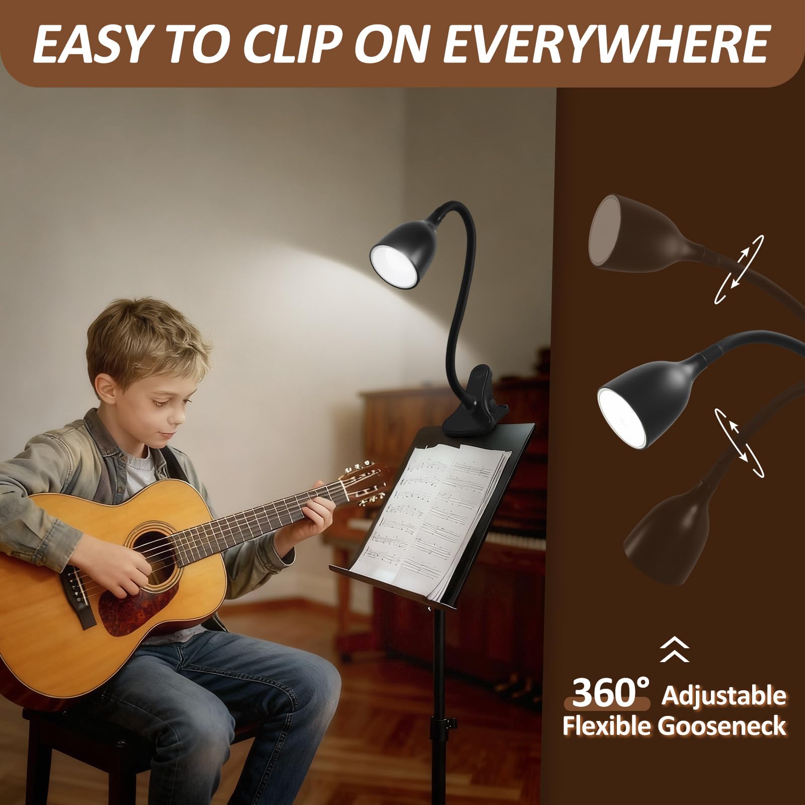 EJIAXIN Gooseneck Desk Lamp 360° LED Flexible Reading Light Small Desk Lamps for Small Spaces Home Office Bedroom College Dorm Desk Bookshelf Nightstand Table Lamp (Purple)