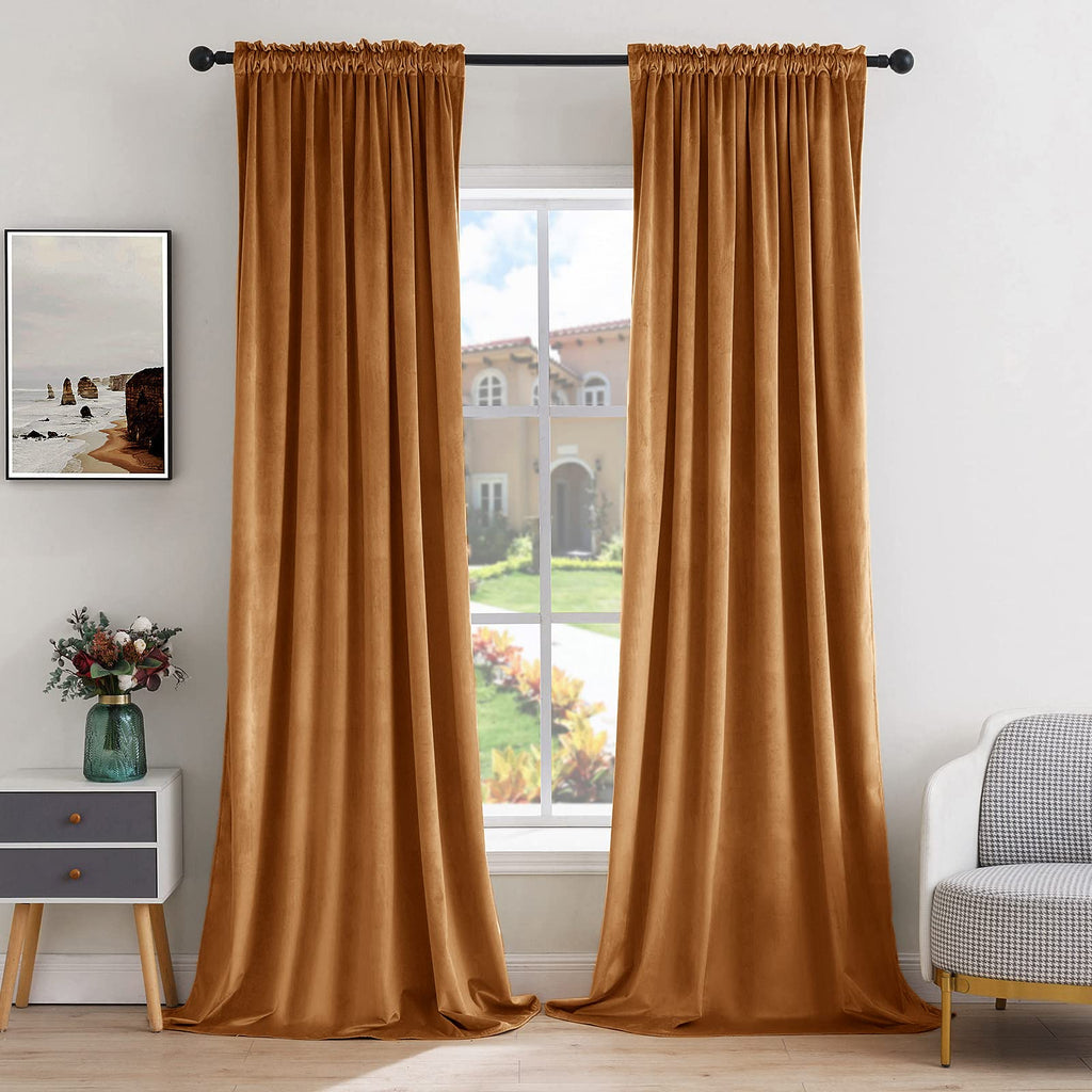 MIULEE Black Velvet Curtains Thermal Insulated Blackout Halloween Curtain Drapes for Bedroom Living Room Darkening 63 Inches Long Curtains Panels Rod Pocket Set of 2