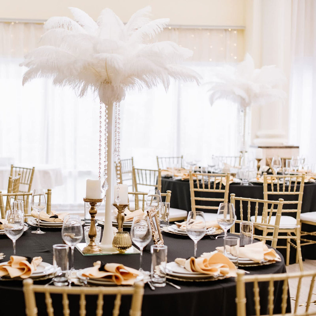 Retrowavy 50 Pcs 14-16 Inches Large Natural Ostrich Feathers Bulk for Centerpieces for Wedding Party Centerpieces Home Decoration Flower Arrangement (Black)