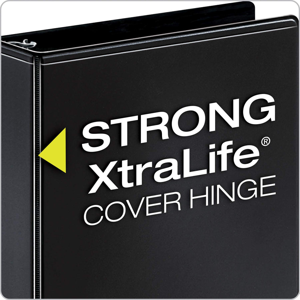 Cardinal Economy 3 Ring Binder, 1 Inch, Presentation View, Black, Holds 225 Sheets, Nonstick, PVC Free, 4 Pack of Binders (79512)