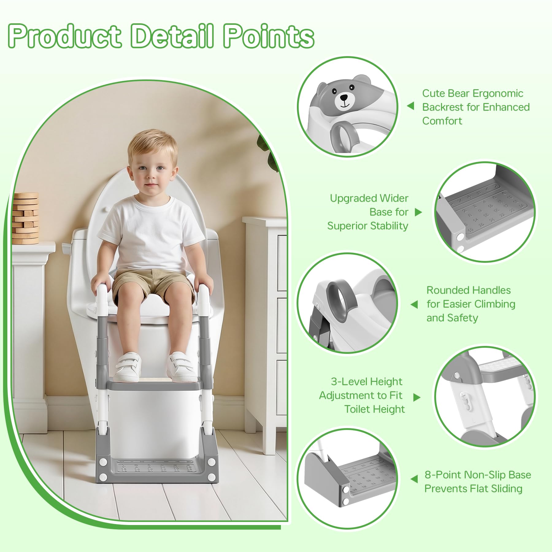Potty Training Seat, Upgrade Toddler Toilet Seat for Kids Boys Girls, 2 in 1 Potty Training Toilet, Splash Guard Anti-Slip Pad Step Stool(Blue)