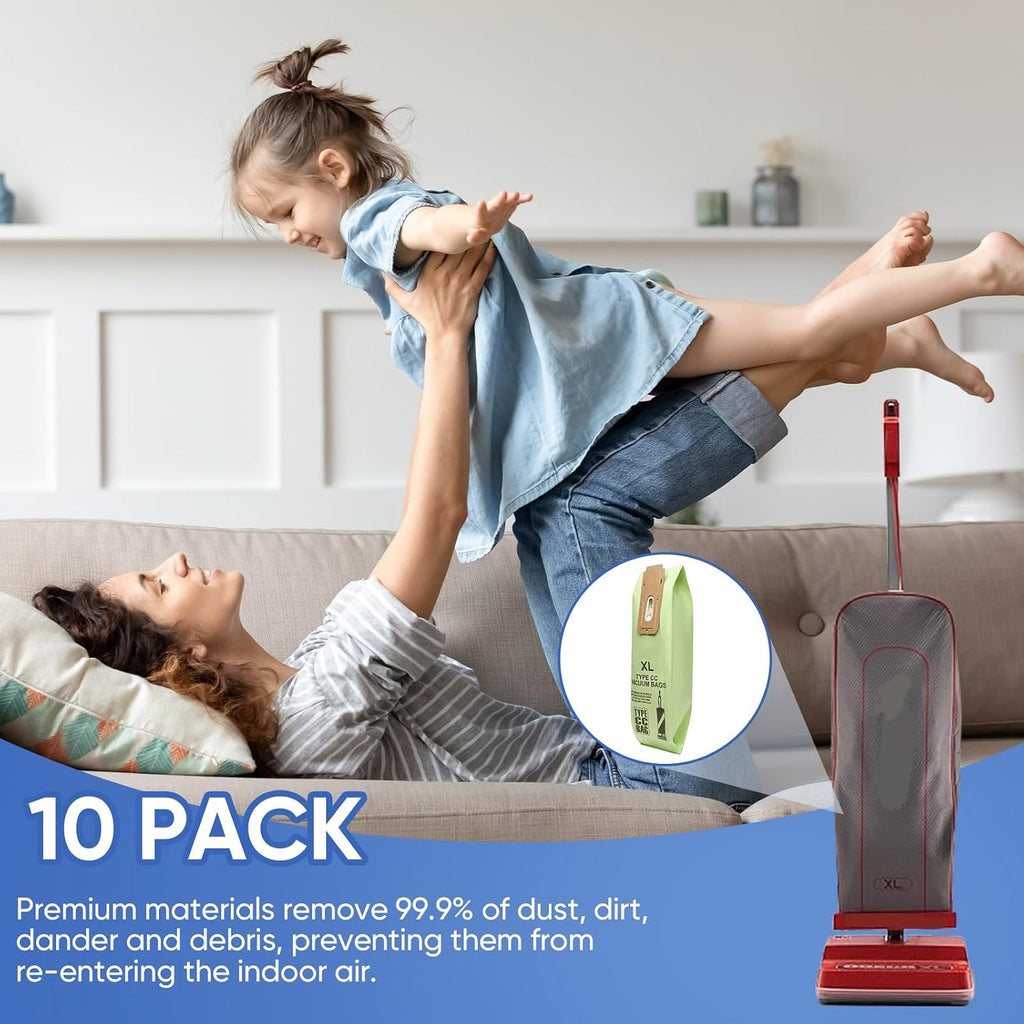 10 Pack Replacement Type CC Vacuum Bags for Oreck XL XL2 XL7 XL21 U2000 Commercial XL Upright Vacuum Cleaner,Part # CCPK8, CCPK8OH, CCPK8DW, AK1CC6A