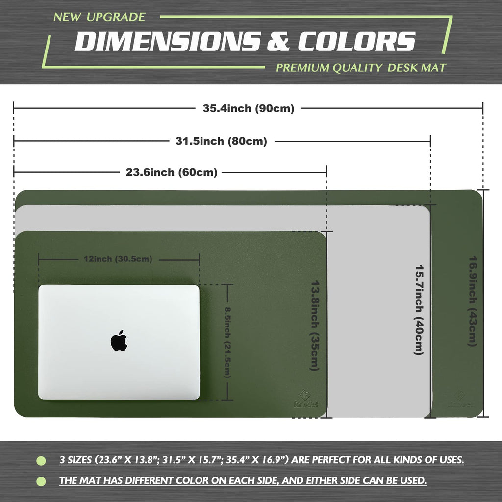 K KNODEL Small Office Leather Desk Mat, Mouse and Keyboard Pad, Computer and Laptop Mat, Desktop Protector and Cover, Writing Pad and Blotter (23.6"x13.8", Black)