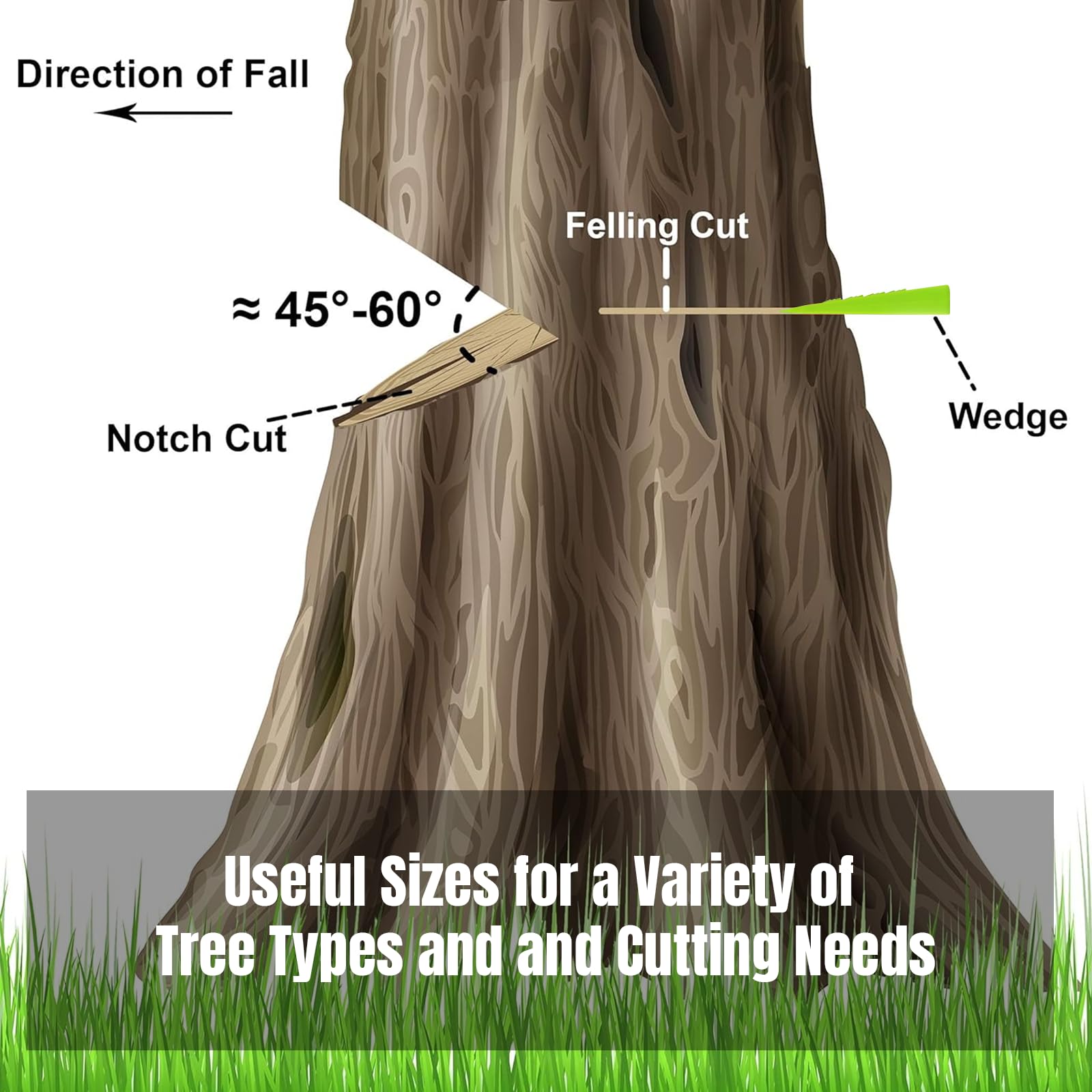 AR-PRO 6 Pack Tree Felling Wedges with Spikes for Safe Tree Cutting – 5.5” Wedges with Storage Bag; 6 Felling Dogs to Guide Trees Stabilize and Safely to Ground for Loggers and Fallers