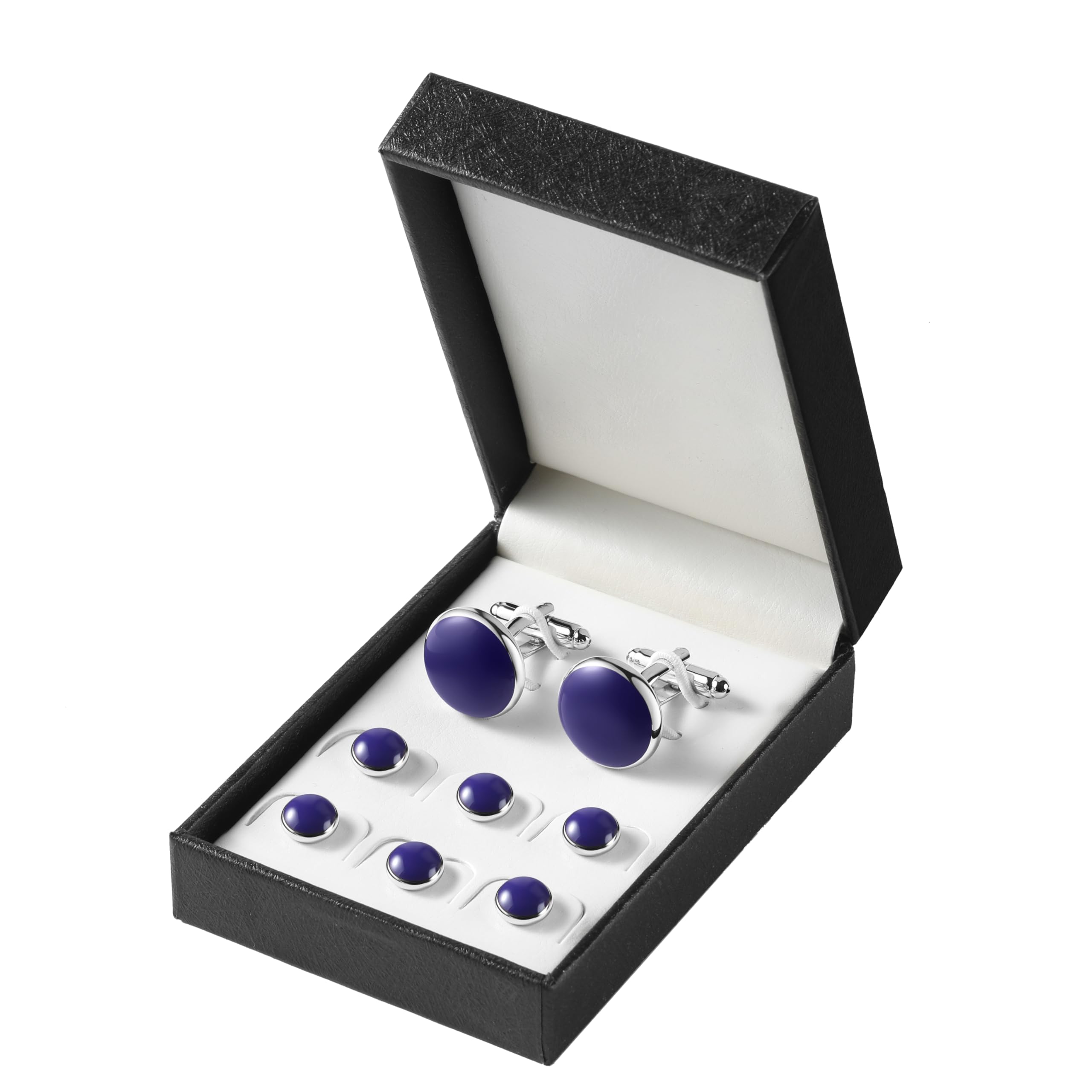 Men's Cufflinks & Tuxedo Studs Set - 316L Stainless Steel Formal Wedding Jewelry, Groomsmen Gift Set with Gift Box