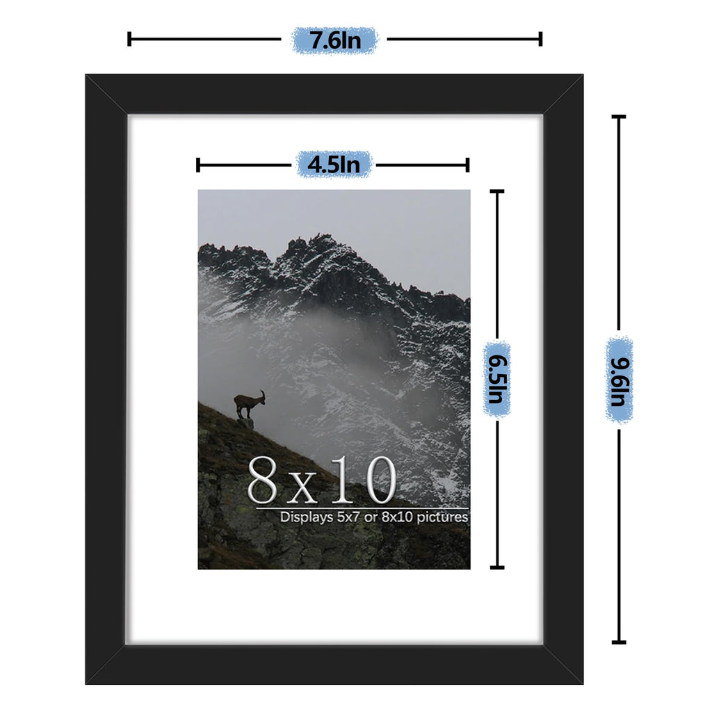 Picrit 24x34 Black Poster Frame 7 Pack, Display Pictures 20x30 Picture with Mat or 24 x 34 without Mat for Horizontal or Vertical Wall Mounting, Wall Gallery Photo Frames