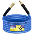 Air Compressor Hose 1/2 in, 300 PSI Heavy Duty Hybrid Air Hose with Quick Coupler and Plug Kit, Lightweight, Kink Resistant, All Weather Flexibility with Bend Restrictors, 6 Feet