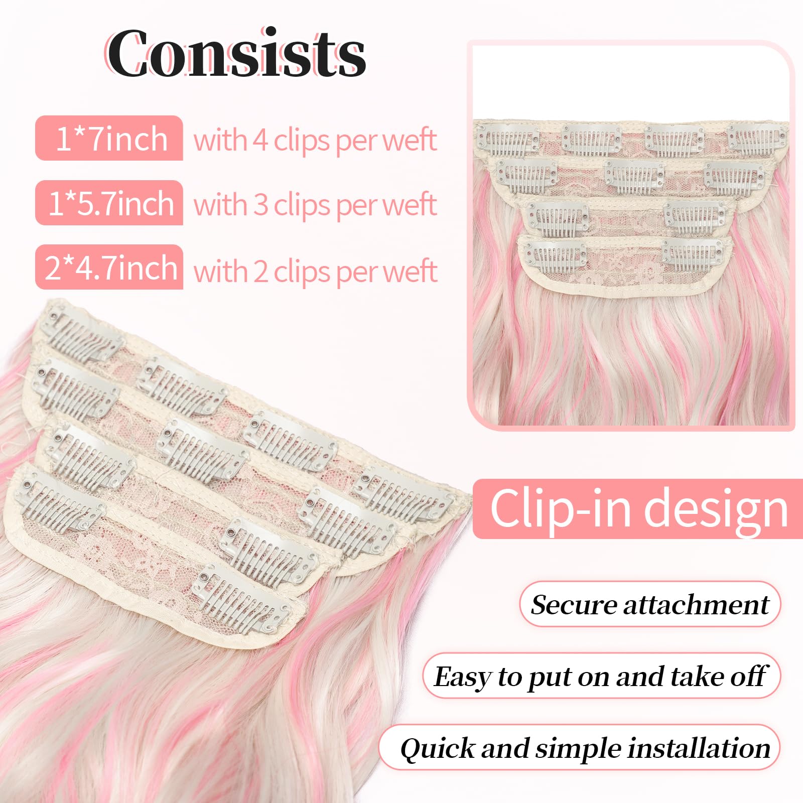 KooKaStyle Clip in Synthetic Hair Extensions Long Wavy 4PCS Thick Hairpieces Balayage Chocolate Brown to Caramel Blonde 10H26 Fiber Double Weft Natural Hair Extensions 16 Inch for Women