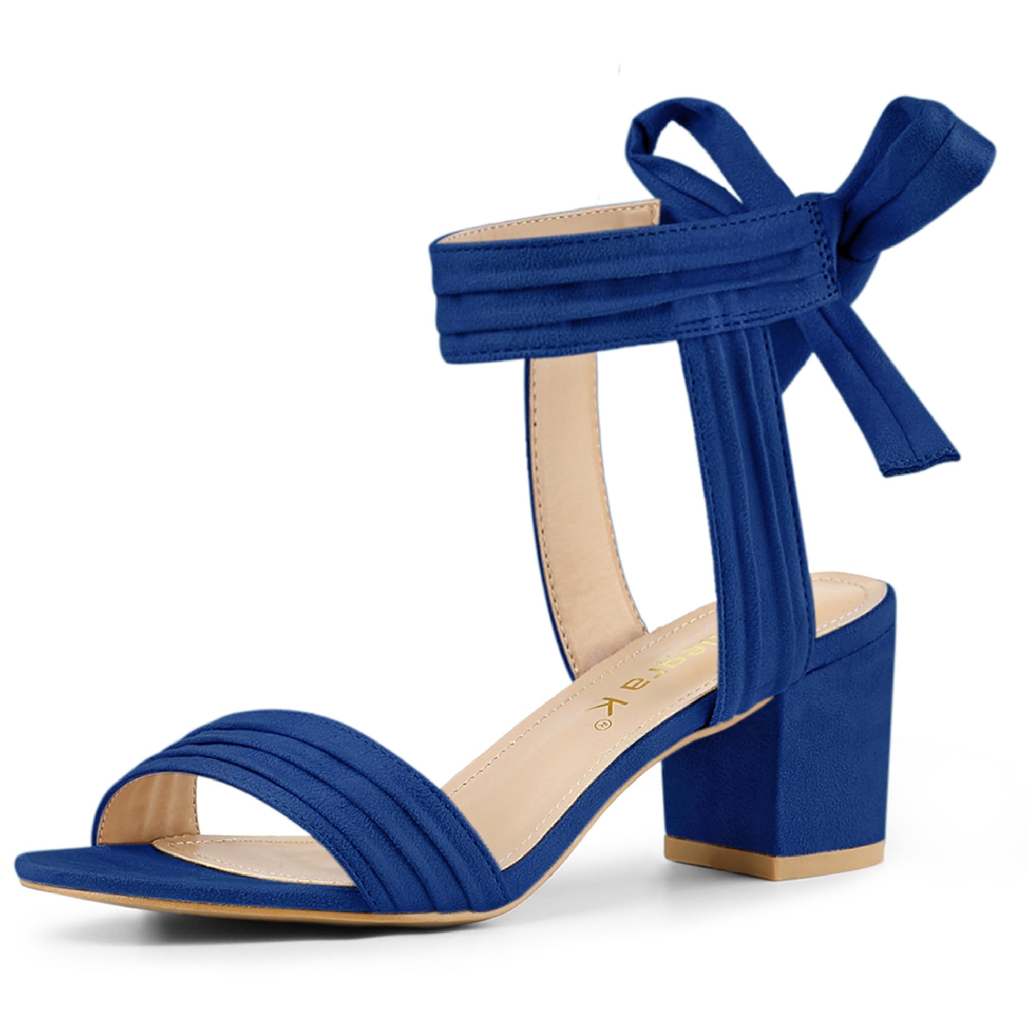 Allegra K Women's Open Toe Ankle Tie Back Block Heels Sandals
