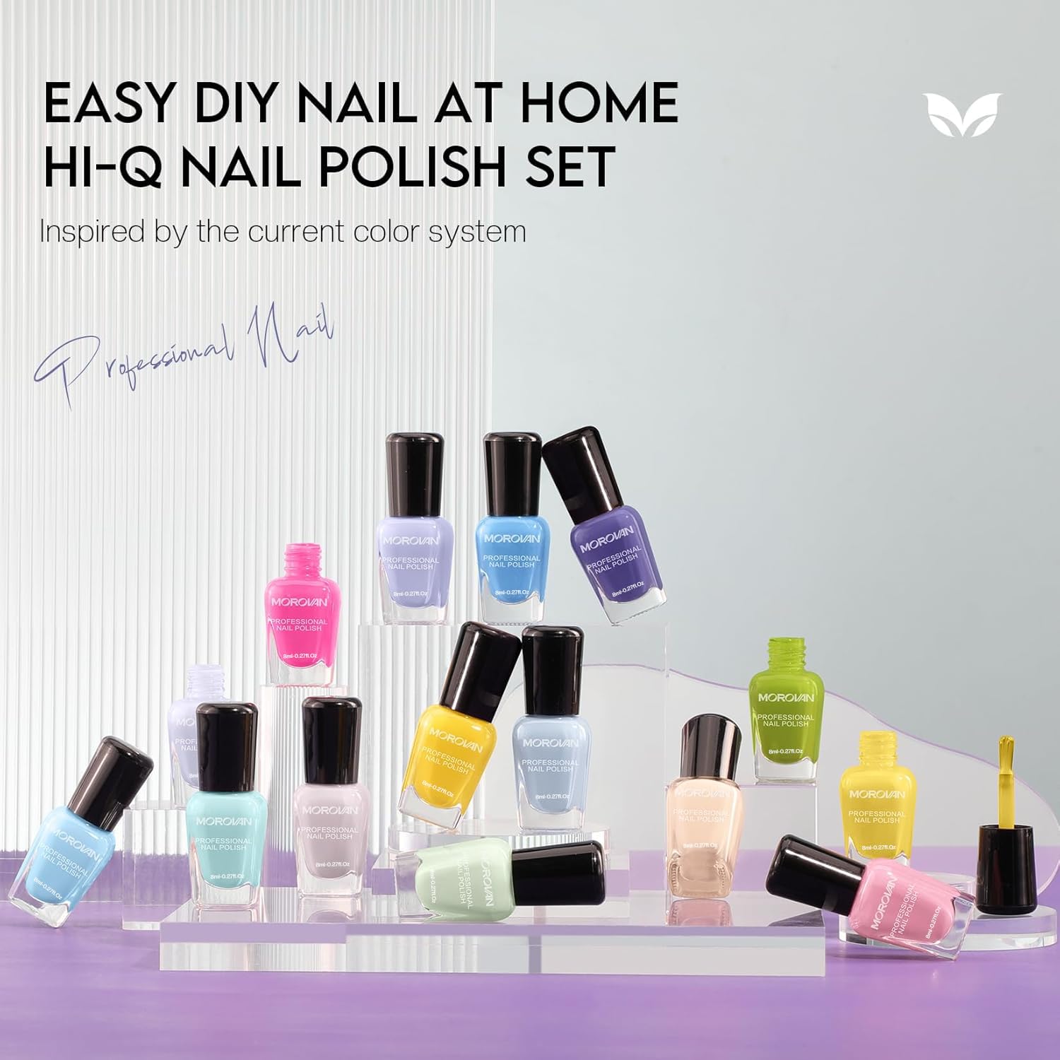 Morovan 15 Bright Color 0.27oz Air Quick Dry Long Lasting Nail Polish Gift Set for Women