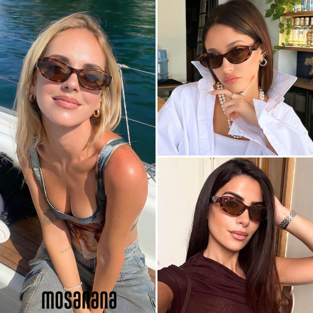 mosanana Oval Cat Eye Sunglasses for Women Retro Y2K Style MS52372