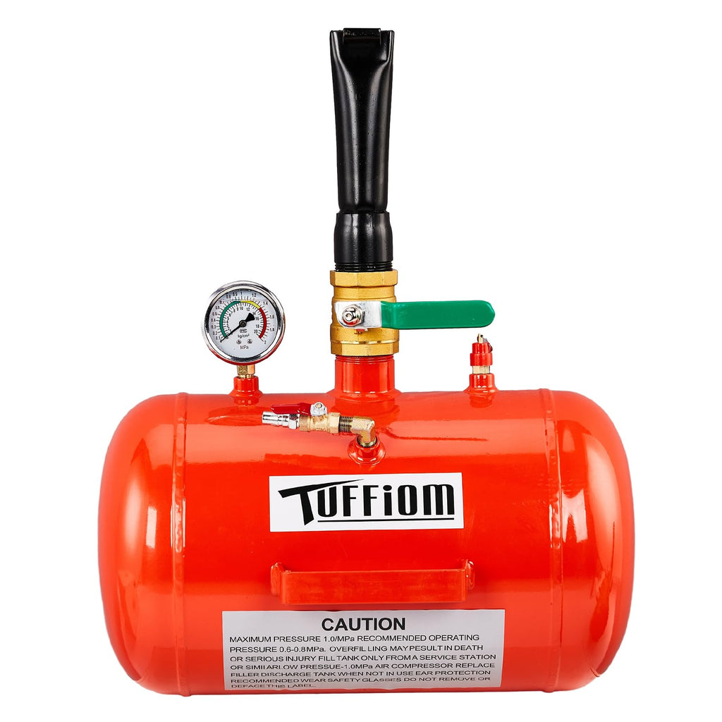 TUFFIOM 5 Gallon Air Tire Bead Blaster Seater w/Pressure Gauge & Handle, Wheel Seating Tool Inflator Tank for Truck ATV, 85-116PSI Operating Pressure, Red