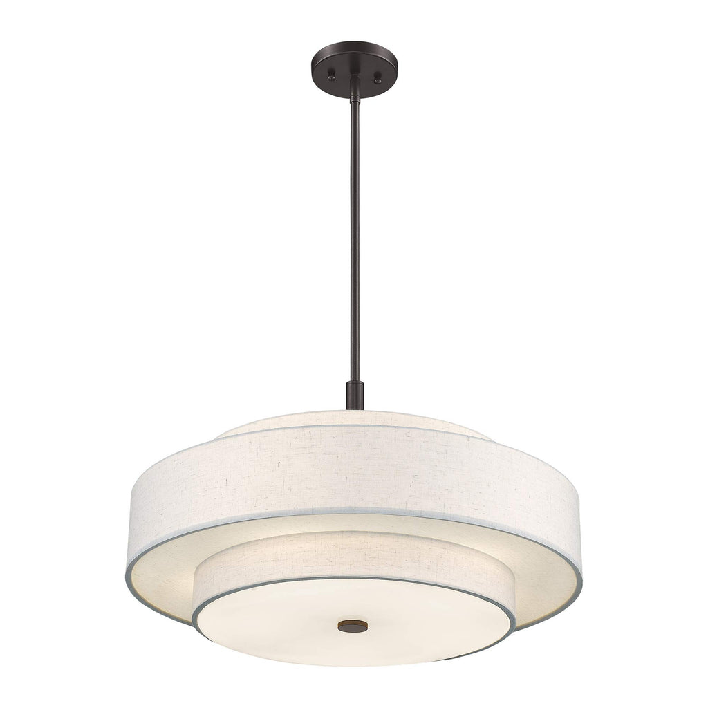 Livex Lighting Fabric Shade 52138-92 Meridian 5 Light English Bronze Pendant