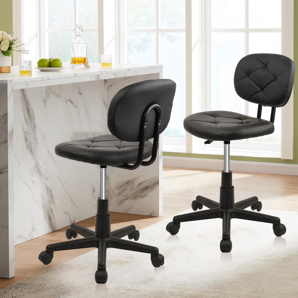KLASIKA Leather Rolling Swivel Salon Stool Chair with Back Support Adjustable Hydraulic Seat Height 22 in for Office Massage Facial Spa Medical Drafting Tattoo Beauty Barber