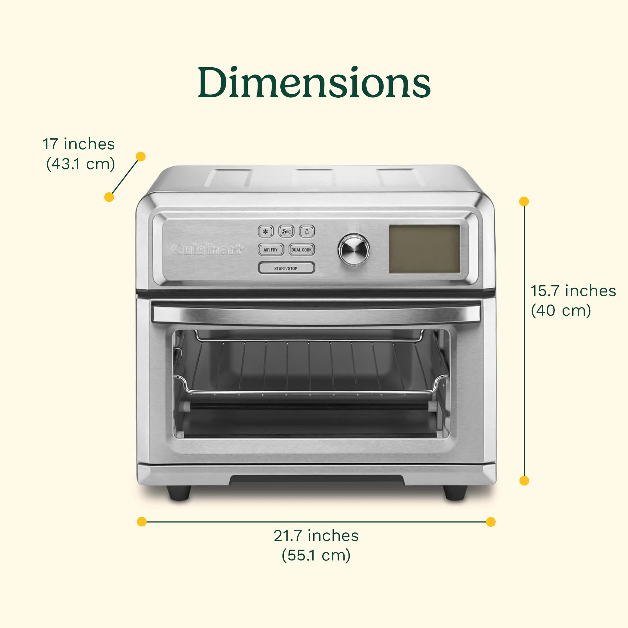 Cuisinart Air Fryer + Convection Toaster Oven, 8-1 Oven with Bake, Grill, Broil & Warm Options, Stainless Steel (TOA-70C)