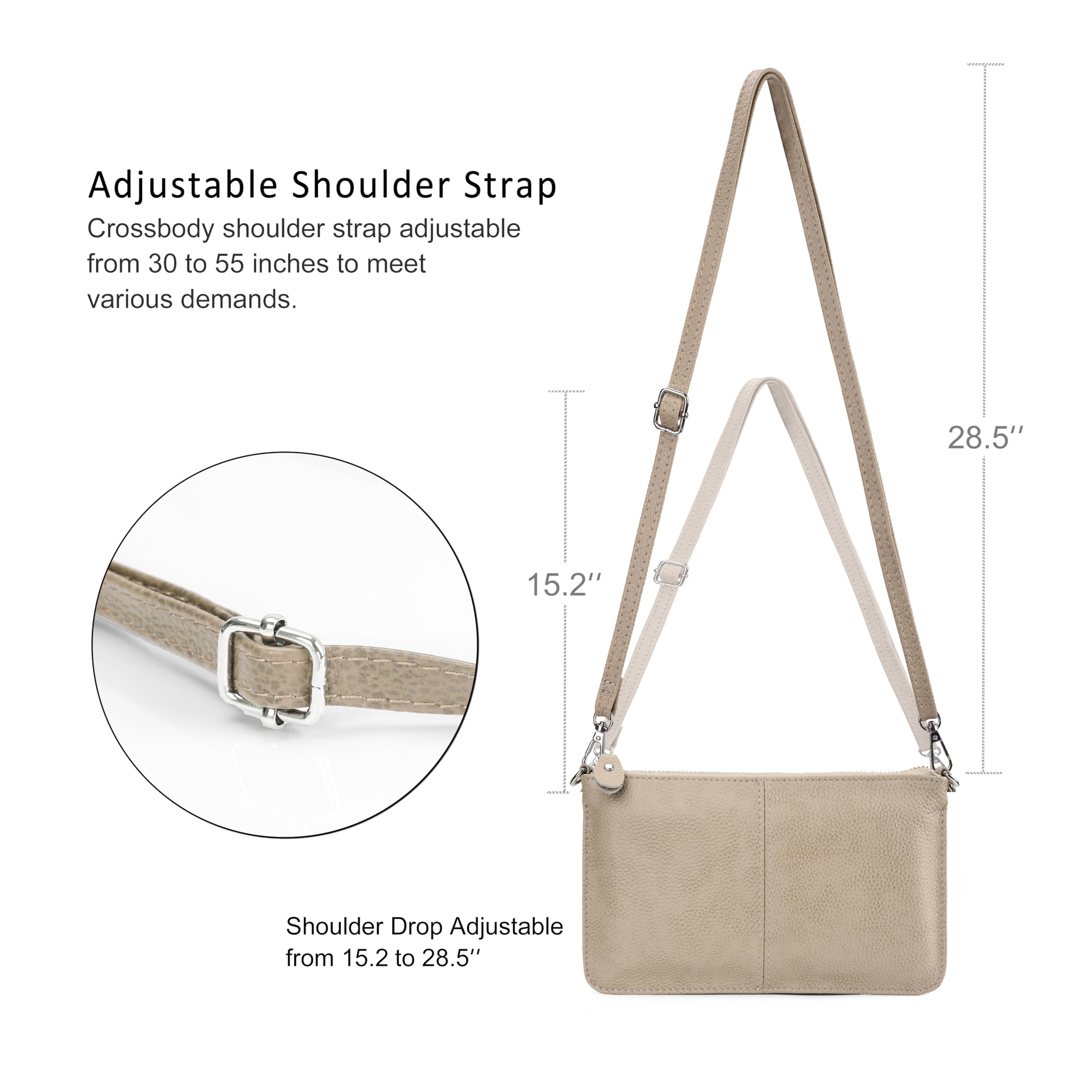 befen Genuine Leather Wristlet Clutch Wallet Purses Small Crossbody Bags for Women with RFID Blocking Card Slots