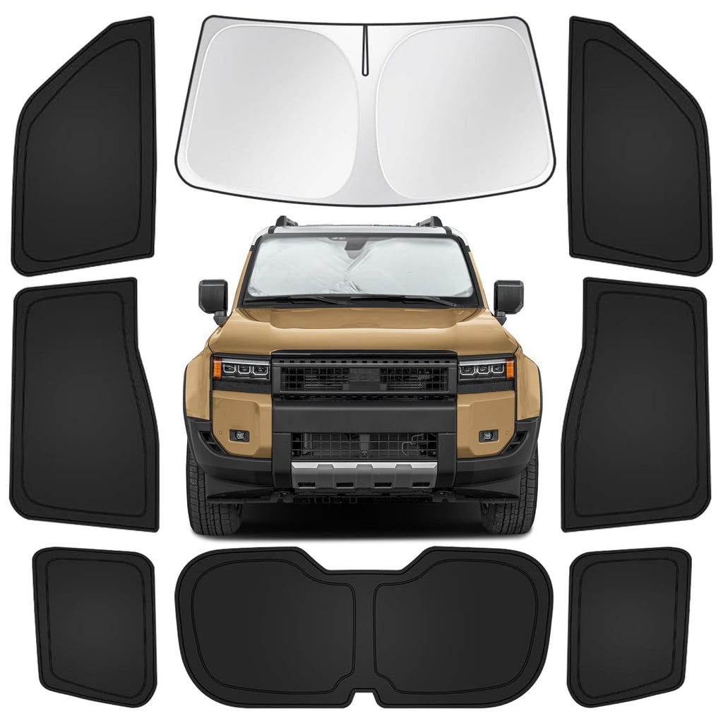 for Toyota 4Runner 2010-2024 Car Window Shades, 8pcs Privacy Sun Shade Set for Front Windshield Side and Rear Windows, Full Window Covers Keeps Vehicle Cool for Camping Napping