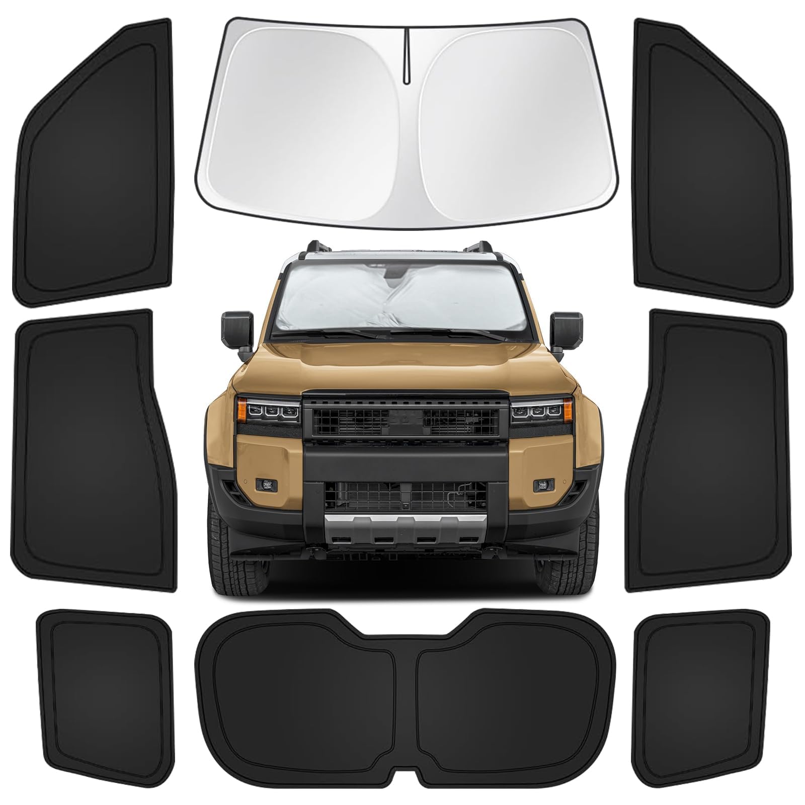 for Toyota 4Runner 2010-2024 Car Window Shades, 8pcs Privacy Sun Shade Set for Front Windshield Side and Rear Windows, Full Window Covers Keeps Vehicle Cool for Camping Napping