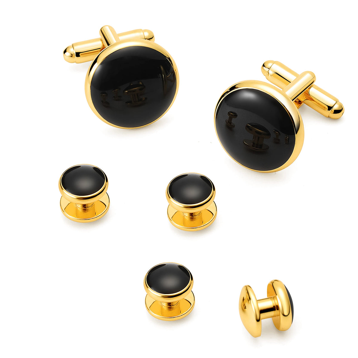 Men's Cufflinks & Tuxedo Studs Set - 316L Stainless Steel Formal Wedding Jewelry, Groomsmen Gift Set with Gift Box