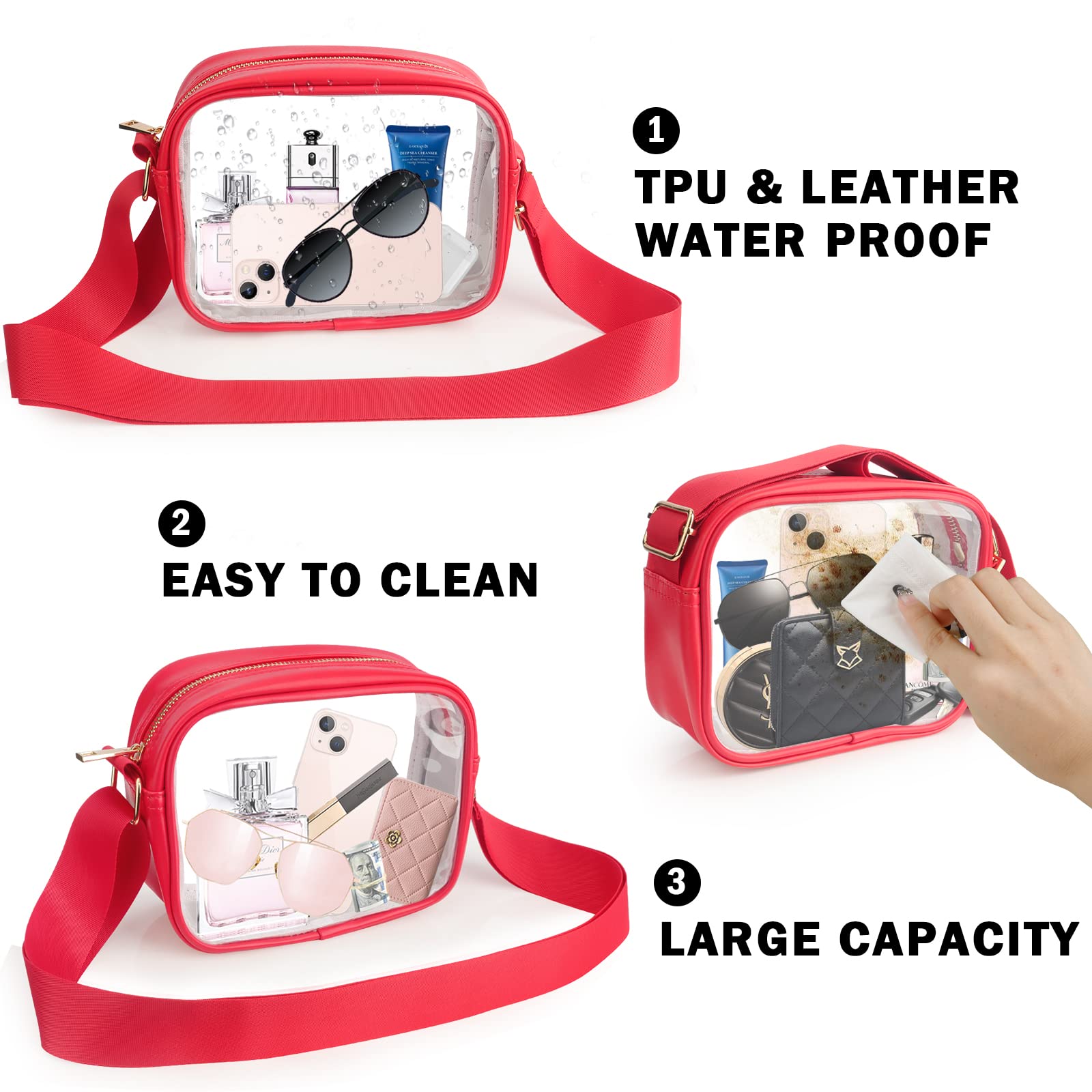 KETIEE Clear Crossbody Bag, Stadium Approved Clear Purse Bag for Concerts Sports Events Festivals