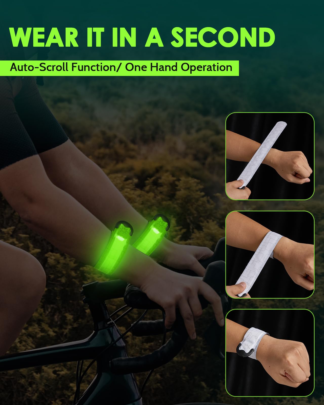 Fitense Rechargeable LED Armband 2-Pack, High Visibility Running Gear for Night Safety, 5 Colors & 3 Modes Light Up Wristbands for Night Walking, Cycling, Running Gift for Women Men Kids，White