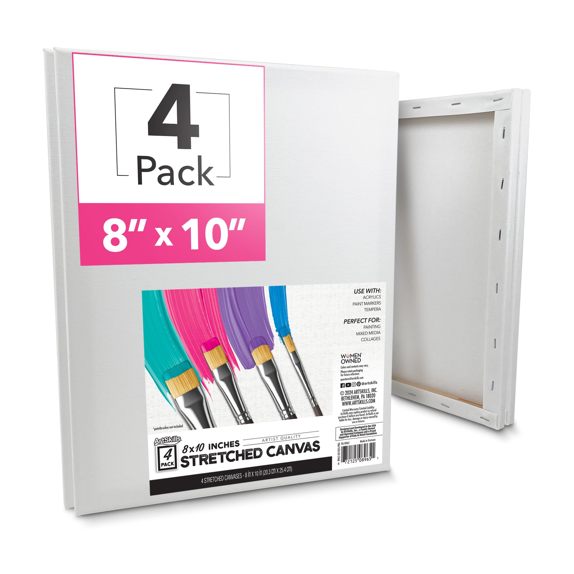 ArtSkills Stretched Canvases for Painting, 5x7 Canvas Painting Supplies for Artists, Blank Canvas Pack, 2-Pack