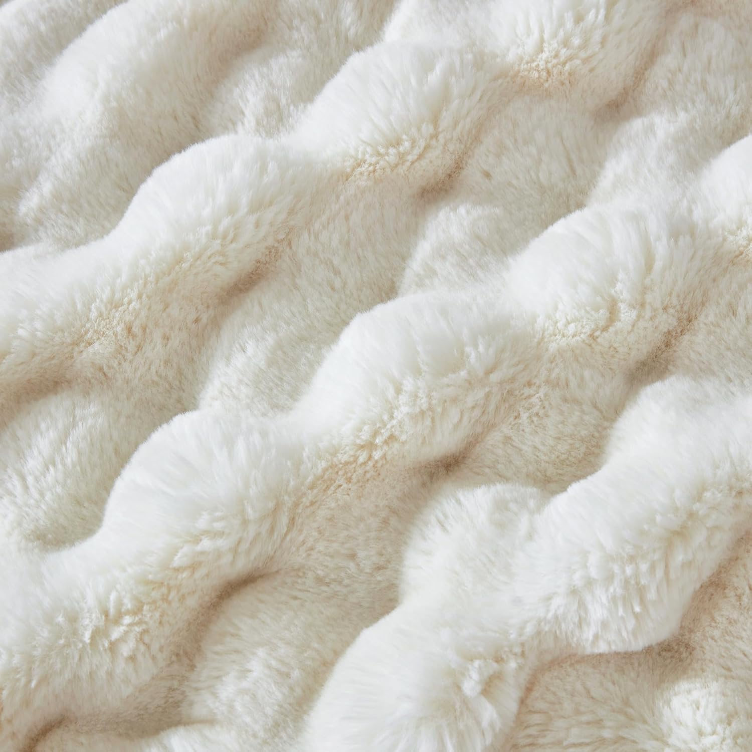 50x60 Inches Ultra-Soft Fuzzy Faux Fur Plush Throw Blanket - Thick, Warm Sherpa for Couch, Sofa, Bedroom, Camping - Decorative Blanket for Cozy Warmth, Bubble Grey