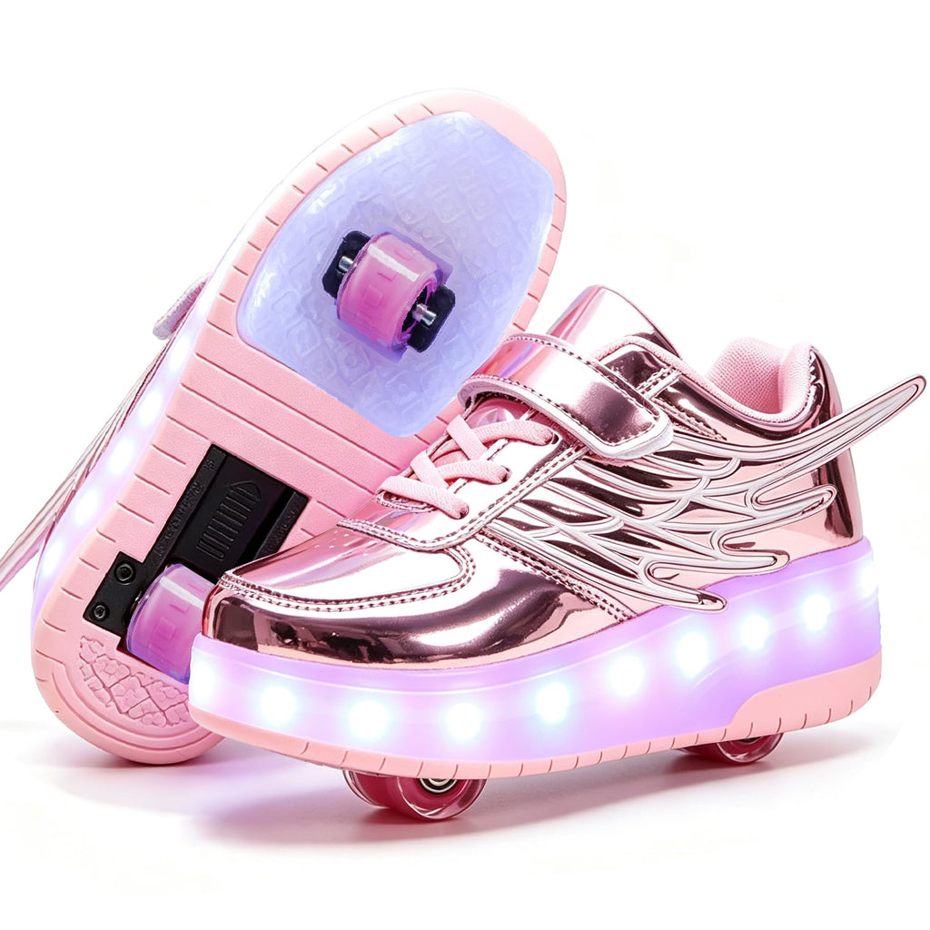 Nsasy Kids Roller Shoes Boy Girl Sneakers with Wheels Become Sport Sneaker with Led for Christmas Birthday Children Show Gift