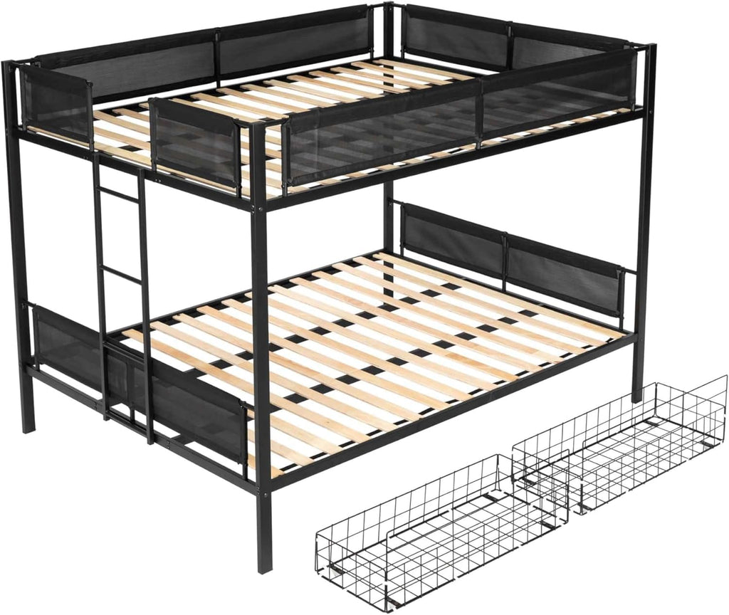 DNYN Twin Size Loft Bed with Desk & Storage Drawers& Table Set for Kids Bedroom,Covertible Twin-Over-Twin Bunkbeds Design,Easy Assemble & Space Saving & No Box Spring Needed,for Small Space, Black