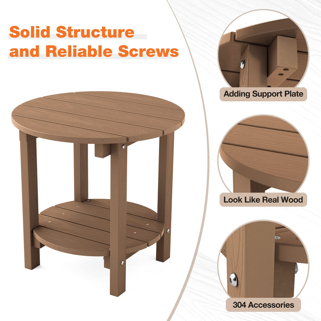 YEFU Adirondack Side Table, 18" Double Outdoor Side Table, Poly Lumber end Table, Weather Resistant for Indoor, Patio, Pool, Porch, Backyard-Black