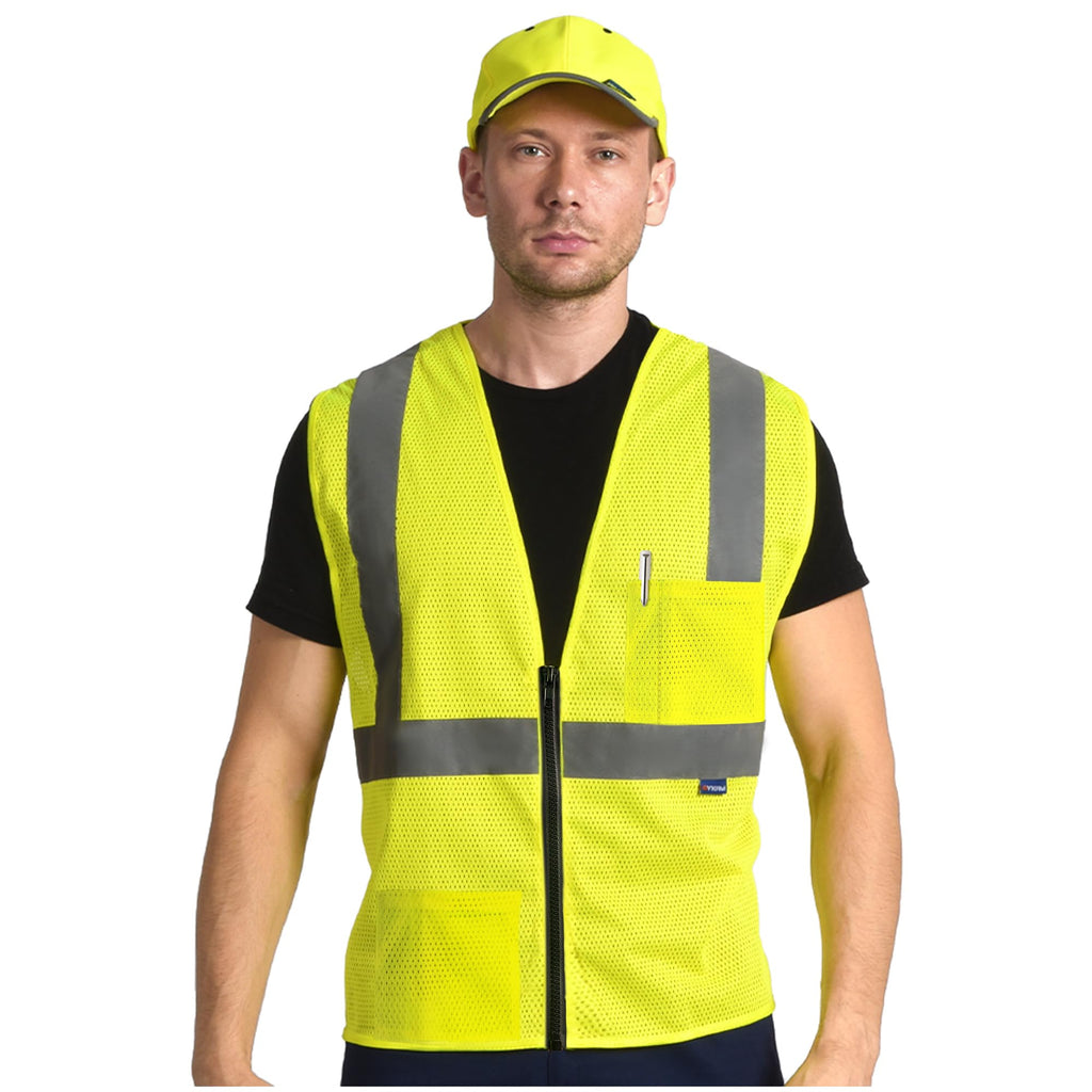 AYKRM 2 Pocket Mesh High Visibility Reflective Safety Vest for men & Women ANSI/ISEA 107 Standards