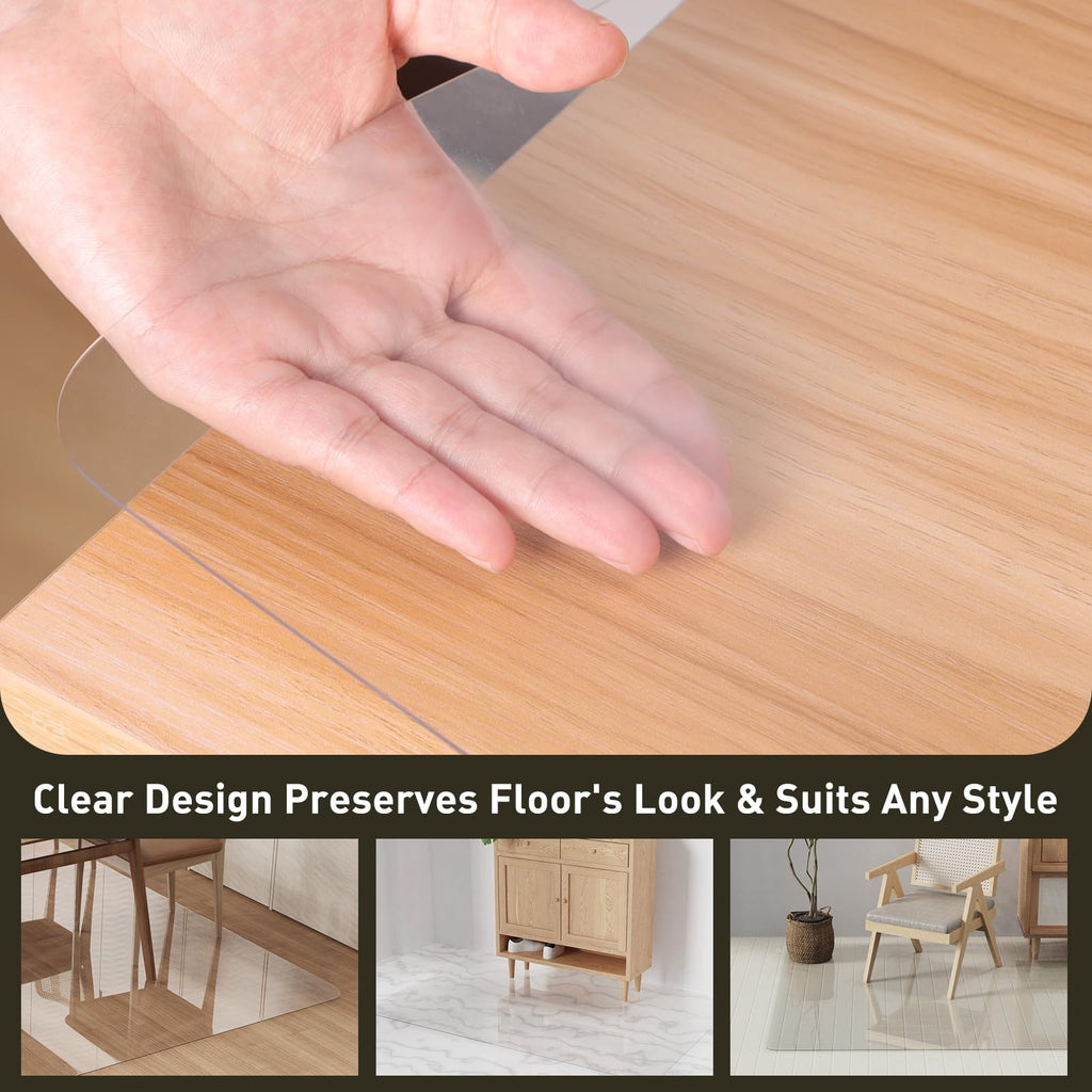 Area Floor Mat for Home, 3'×5' Black No Slip Waterproof Vinyl Area Rug for Hard Floor, Spill Resistant Floor Protector Cover for Kitchen, Easy Clean Splat Mat for Under High Chair