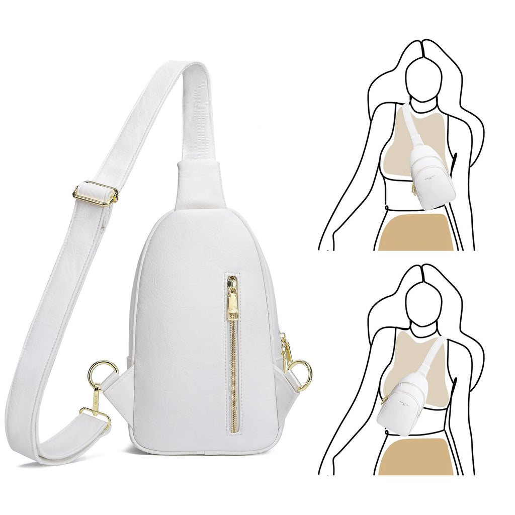INICAT Small Crossbody Sling Bags Faux Leather Fanny Packs Purses for Women Everyday & Travel