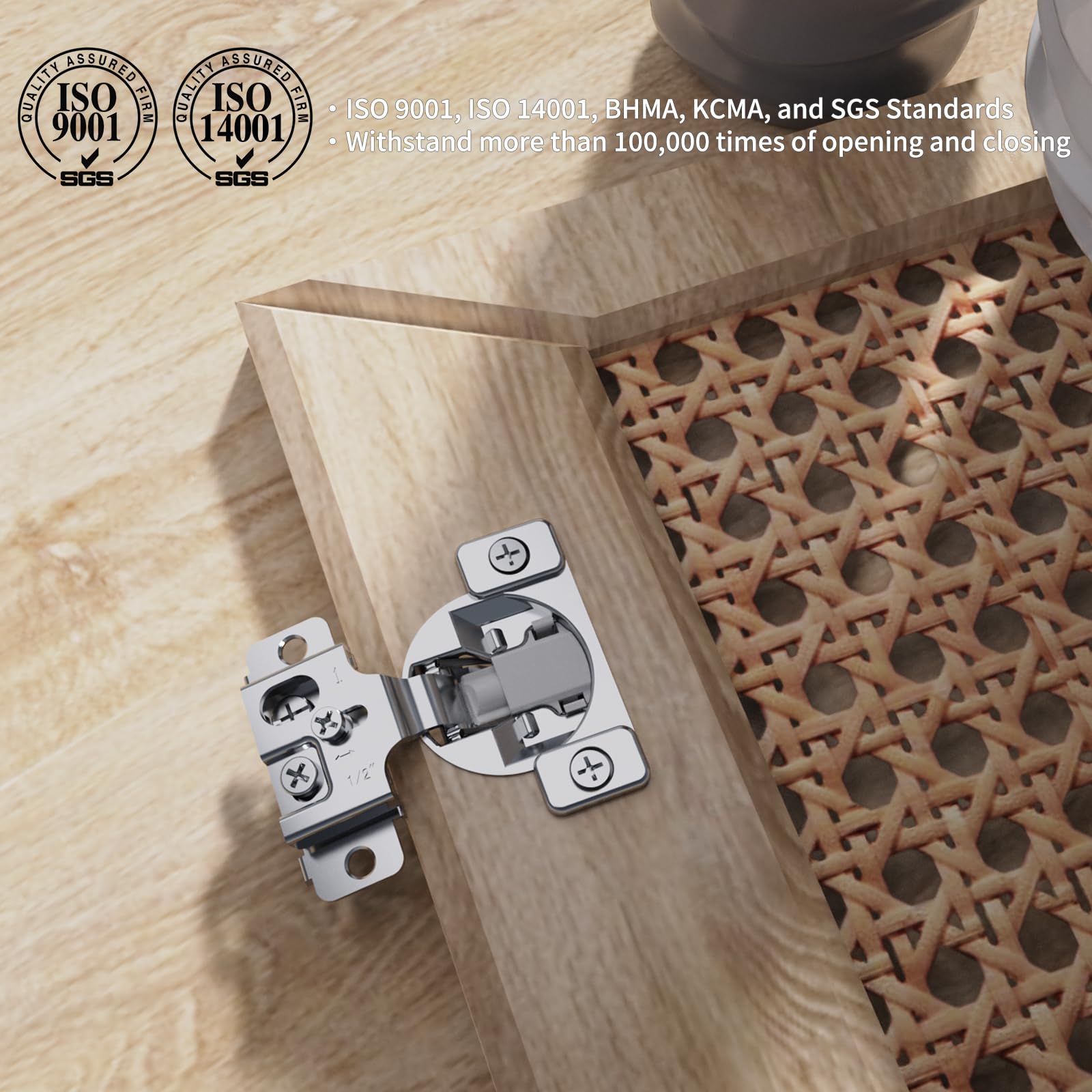 Chibery 2 Pack 1-1/4" Overlay 3D Soft Close Concealed Hinge, Face Frame Door, Small Angle Slow Close, Self Closing Hidden Satin Nickel, 105° Concealed Stainless Steel Hinges for Kitchen Cabinet Door