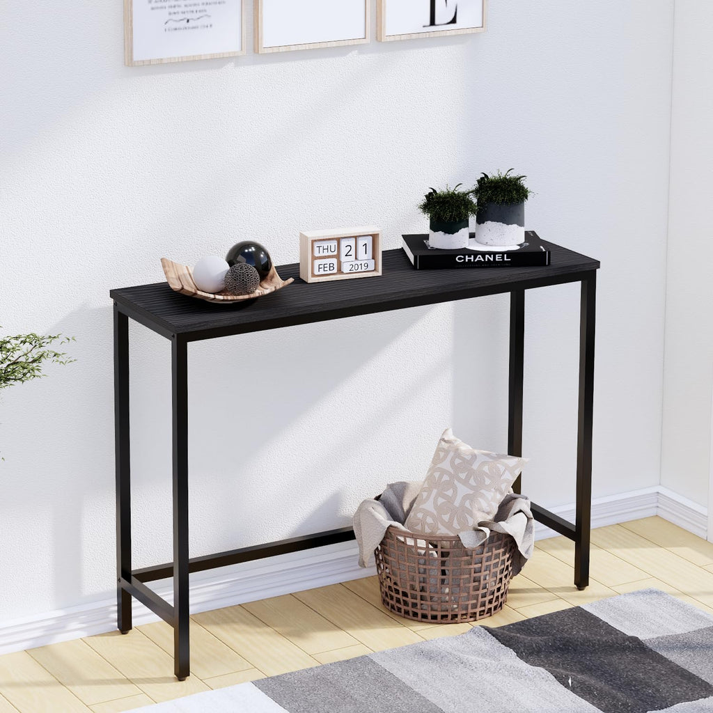 Timberer 39.4” Console Table, Hallway Entrance Table Sofa Table Behind Couch, for Living Room, Entryway, Easy Assembly, Accent Table, Black