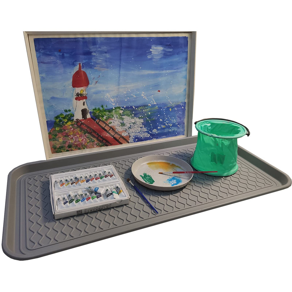 2 Pack Large Multifunctional Tray Mat Washable Indoor or Outdoor Tray Mat for Shoes Boots Plants Pots Paint Tins Pet Bowls Car Storage, 30 x 15 x 1.2 Inches