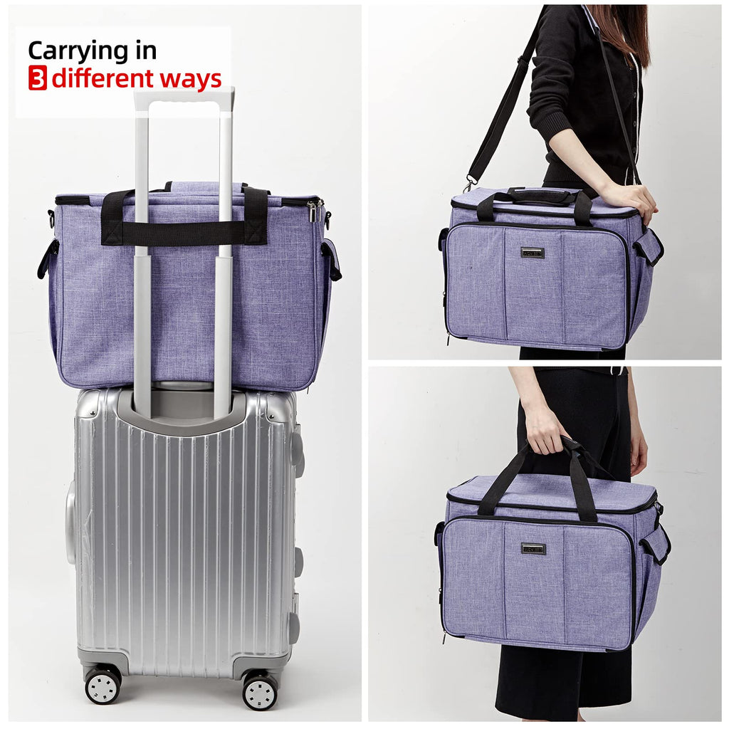 HOMEST Sewing Machine Carry Case, with Shoulder Strap and Front Pocket | Fits most standard Singer, Brother and Janome machines, with storage pockets for sewing accessories and tools, Floral