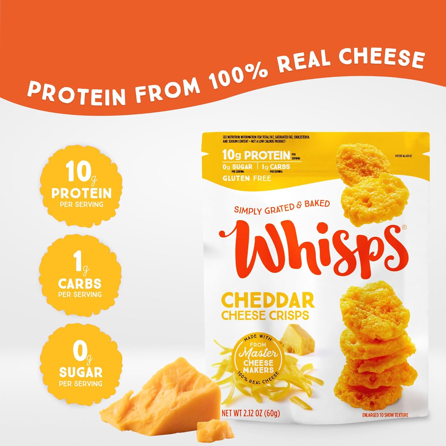 Whisps Cheese Crisps Variety Pack | Protein Chips | Healthy Snacks | Protein Snacks, Gluten Free, High Protein, Low Carb Keto Food | Parmesan, Cheddar Cheese, Asiago, Pepper Jack (2.12 Oz, 6 Pack)