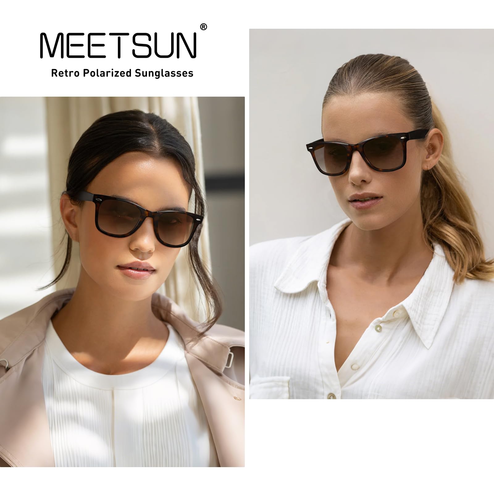 MEETSUN Retro Polarized Sunglasses for Women Men Classic Mirror Lens Driving Trendy Sun Glasses UV Protection (3 Pack)