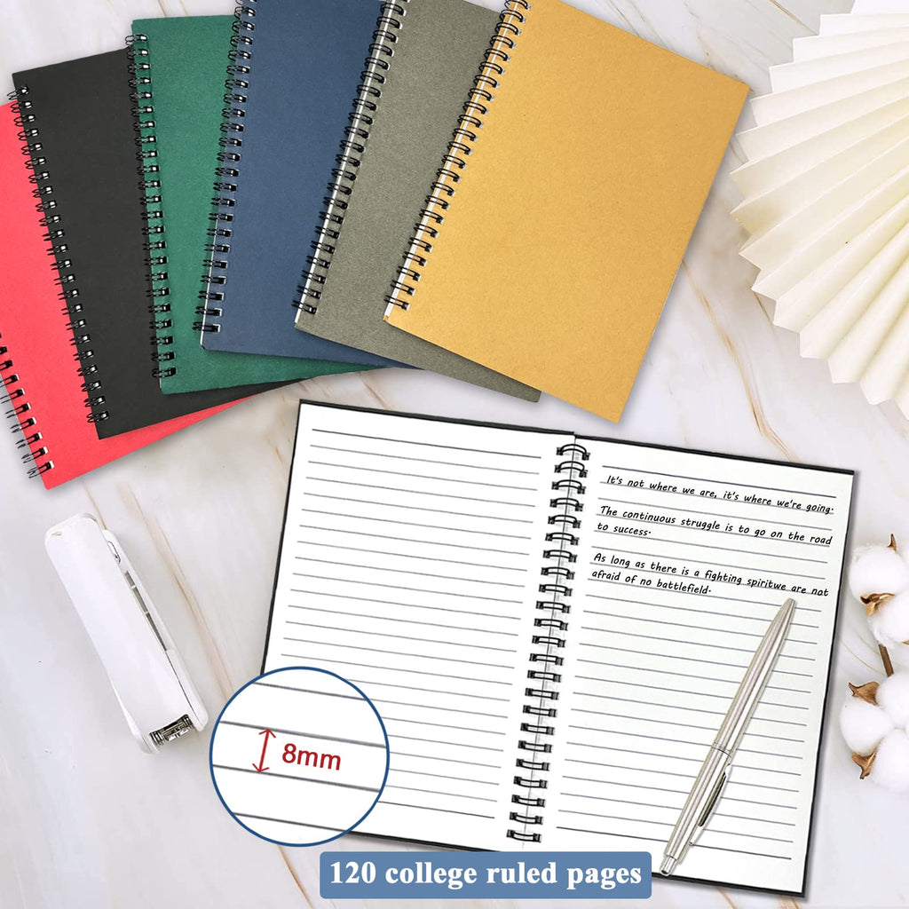 4Pack Small Spiral Notebook A5, 8.25x5.5” 120 Lined Pages Black & Red Wide Ruled Spiral Journal Bulk Blank Kraft Cover Spiral Bound Notebook & Writing Pads for Home Office Meeting Work Note Taking