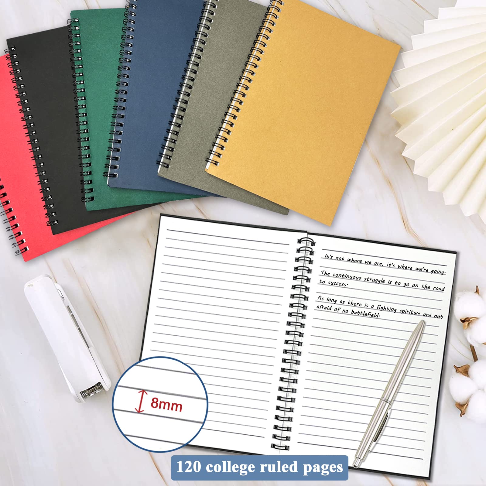4Pack Small Spiral Notebook A5, 8.25x5.5” 120 Lined Pages Black & Red Wide Ruled Spiral Journal Bulk Blank Kraft Cover Spiral Bound Notebook & Writing Pads for Home Office Meeting Work Note Taking
