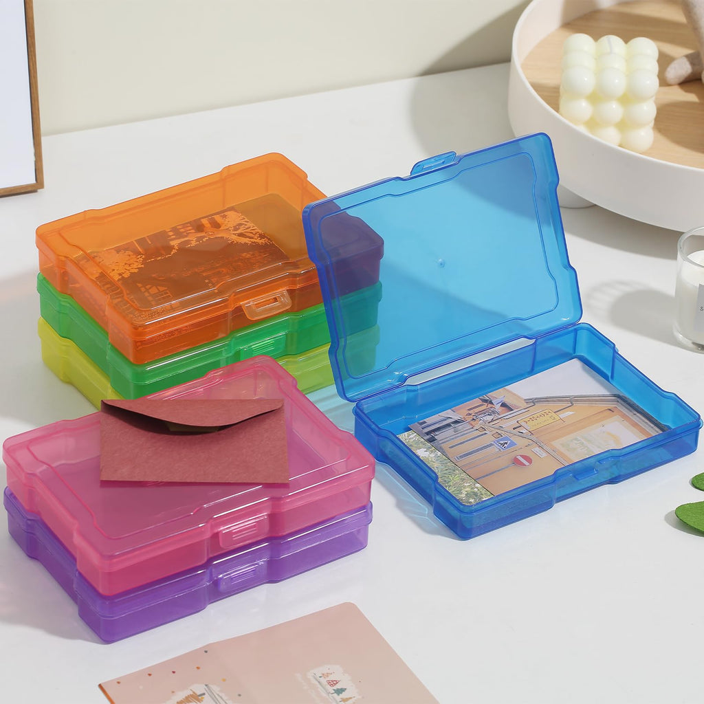novelinks 12 Pack 4"x6" Photo Storage Boxes and Picture Organizer (Clear) | Photo Organizers and Storage, Task Boxes for Special Education, Picture Box, Photo Storage Containers, Flash Card Holder