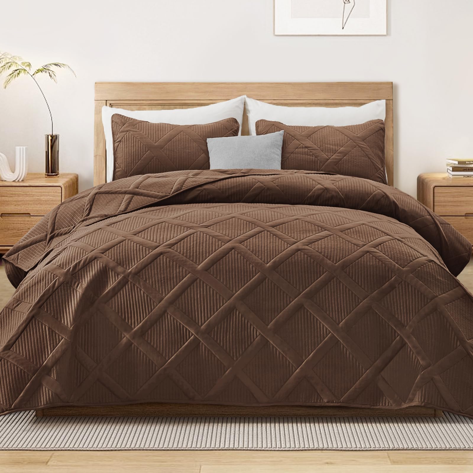 Exclusivo Mezcla Twin Size Quilt Set with Modern Striped Pattern, 2 Pieces Lightweight Black Quilts Bedding Set, Soft Bedspreads Coverlets for All Seasons