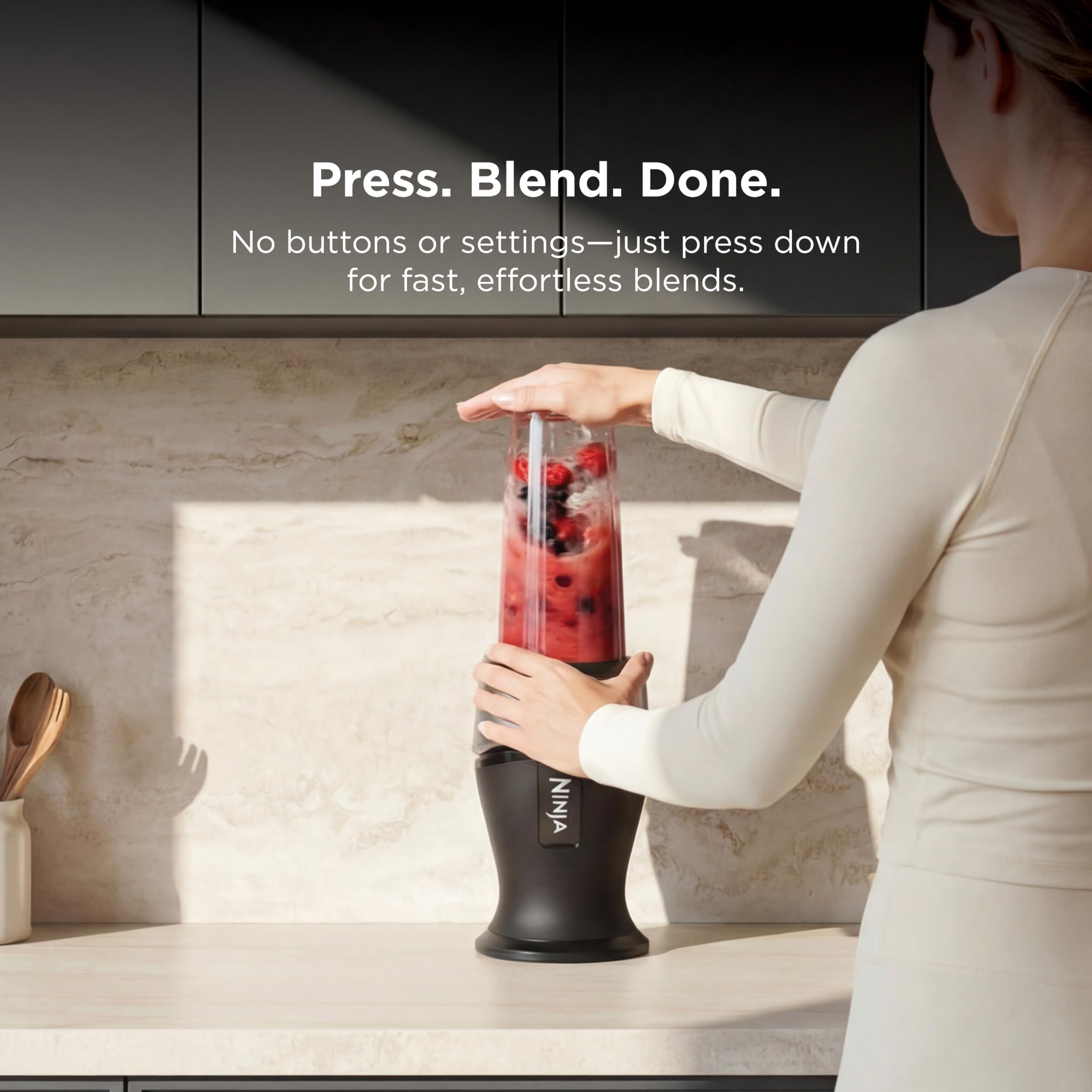 Ninja Nutri-Plus Personal Blender | Compact Push to Blend | Make Frozen Drinks, Smoothies, Sauces & More | With (3) 20 oz. To-Go Cups, (2) Spout-Lids & (1) Storage-Lid | 900 Peak Watt | Silver | BN301