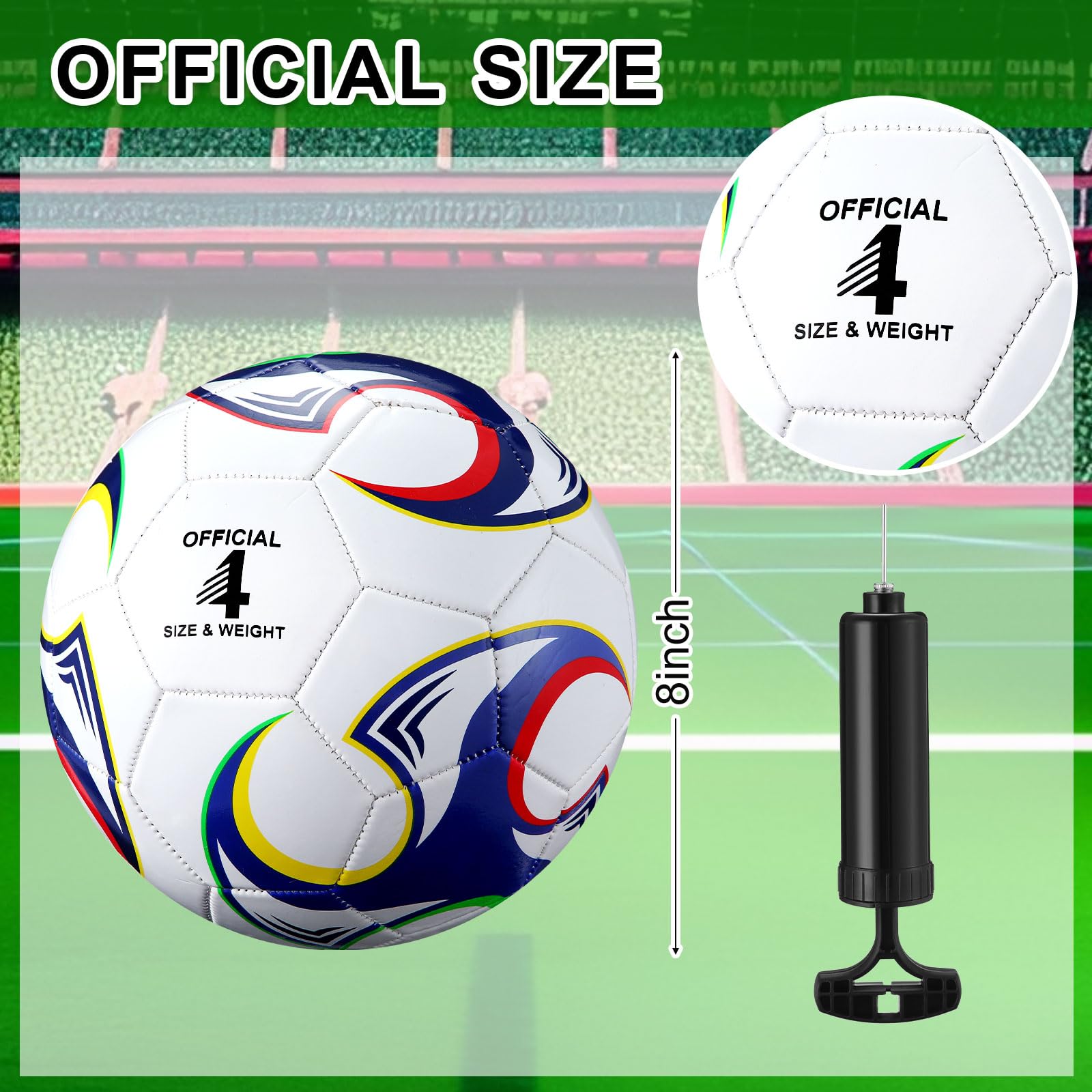 Lunmon 12 Pcs Bulk Soccer Balls with 2 Pump Official Size Deflated Ball Football for Indoor Outdoor Game Sports Training Adult Players Soccer Birthday Gift Global